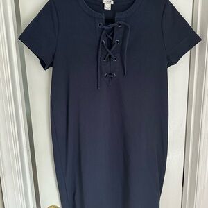 Navy Lace-Up Dress
